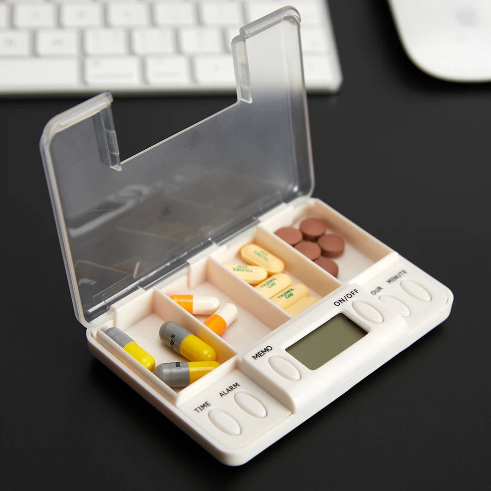 4 - Compartment Electronic Pill Box with Intelligent Reminder and Vibration - Fingerpulsepro